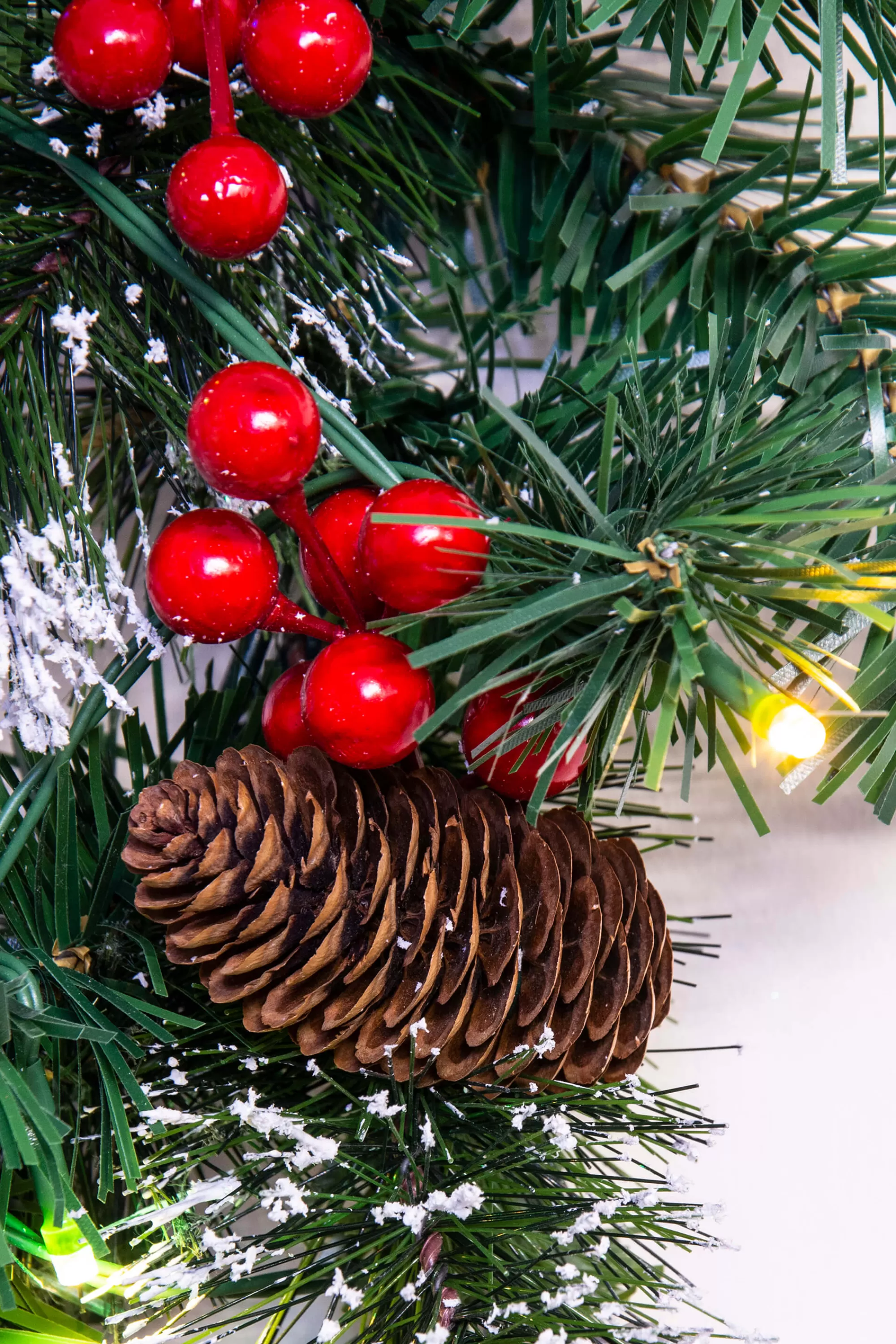 Online Christmas Tree World 50Cm Pre-Lit Decorated Mixed Pine Wreath Warm White/Multicolour Leds
