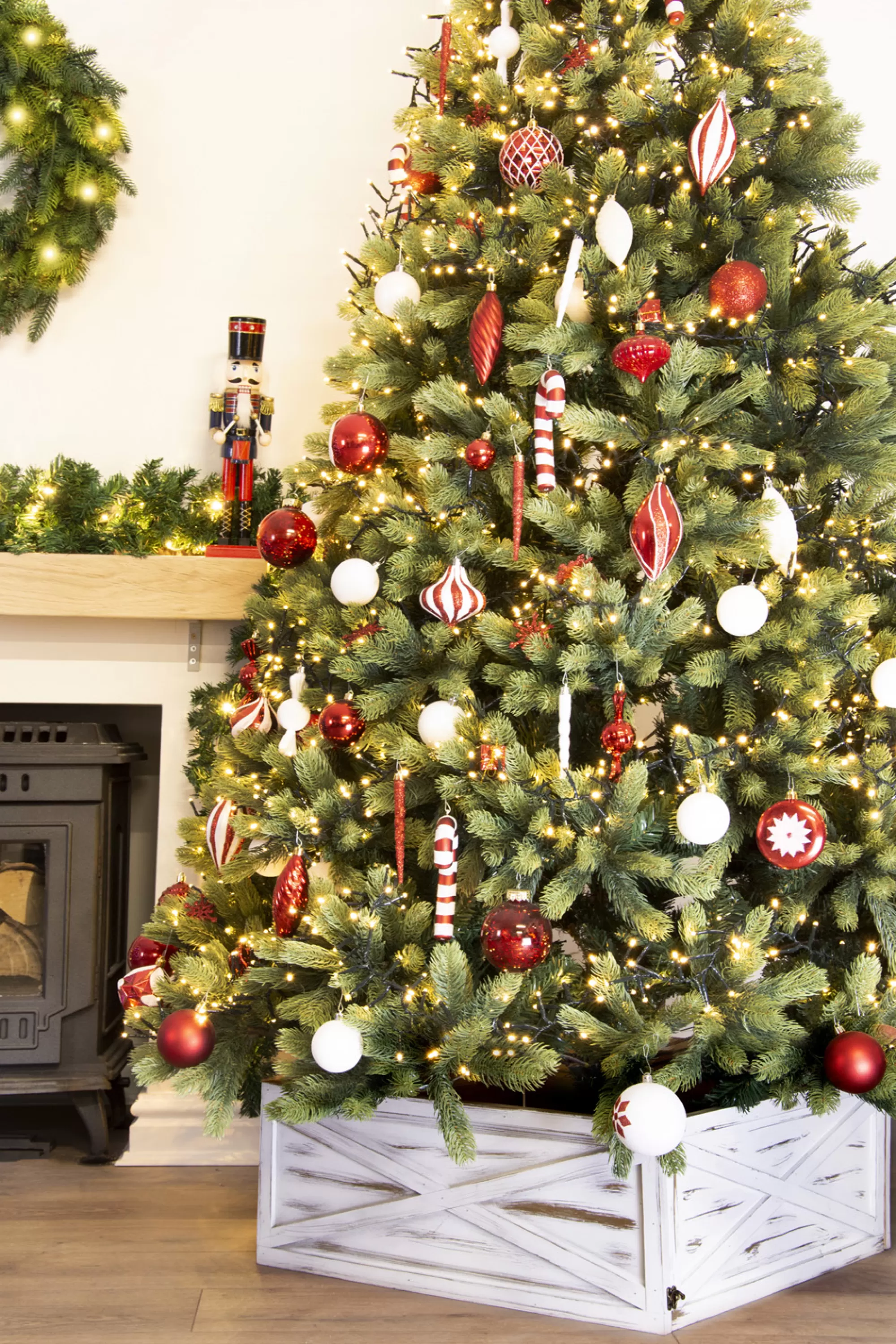 Sale Christmas Tree World Brushed White & Gold Wooden Christmas Tree Skirt (Fits 7Ft-9Ft Trees)
