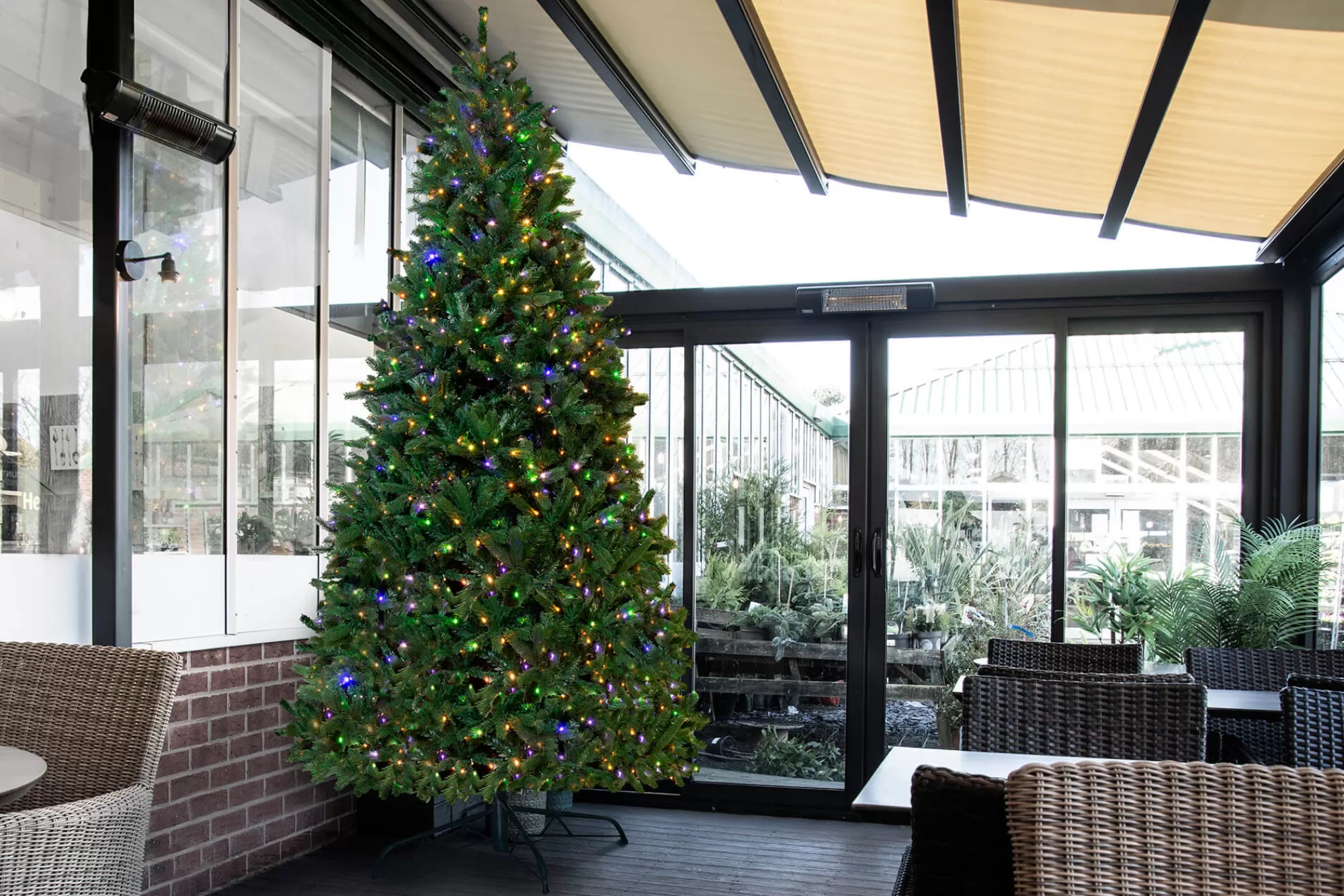 Best Sale Christmas Tree World The 12Ft Pre-Lit Ultra Devonshire Slimline Tree Warm White/Multicoloured Colour Change Leds