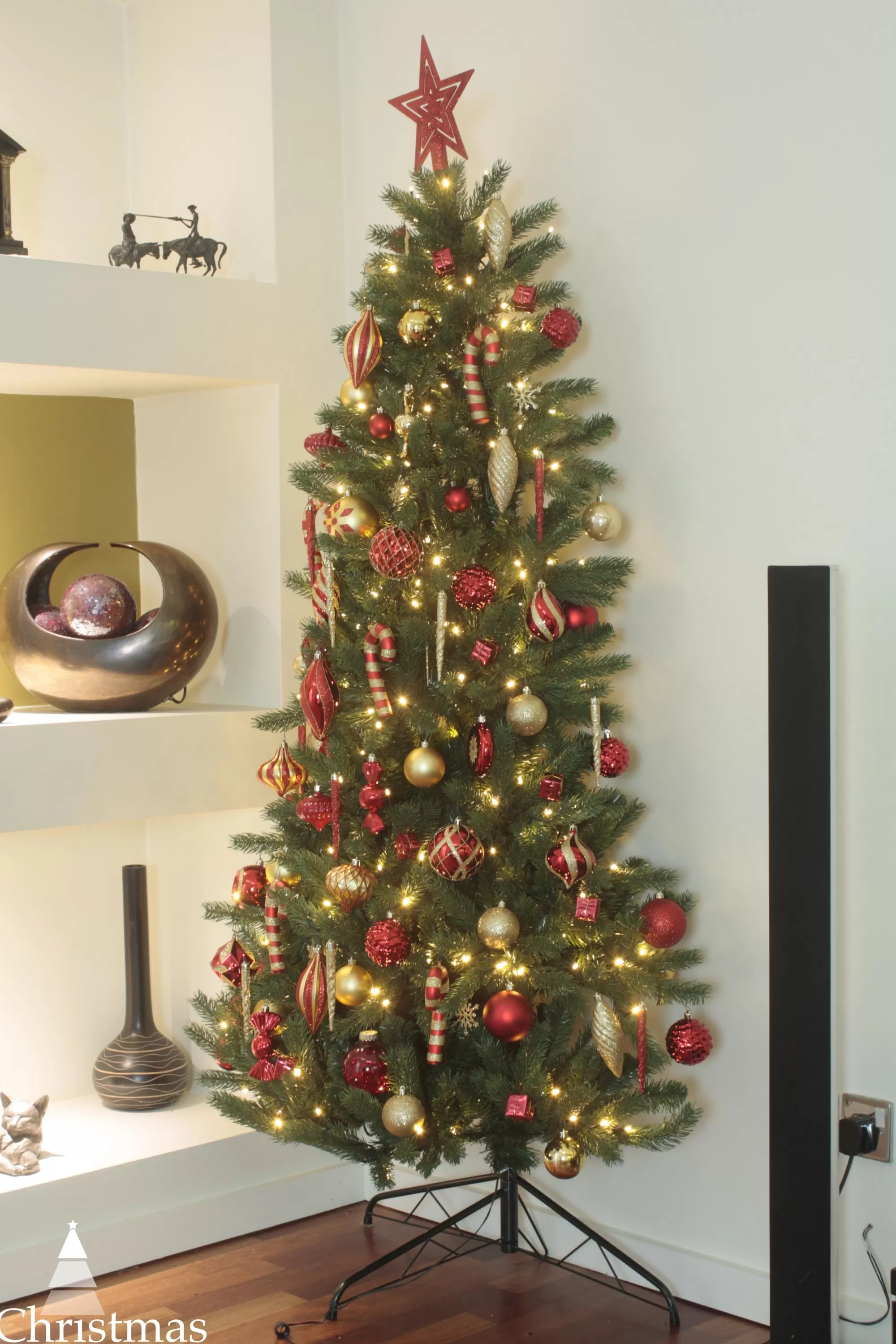 Online Christmas Tree World The 4Ft Pre-Lit Ultra Devonshire Half Tree Warm White Lights