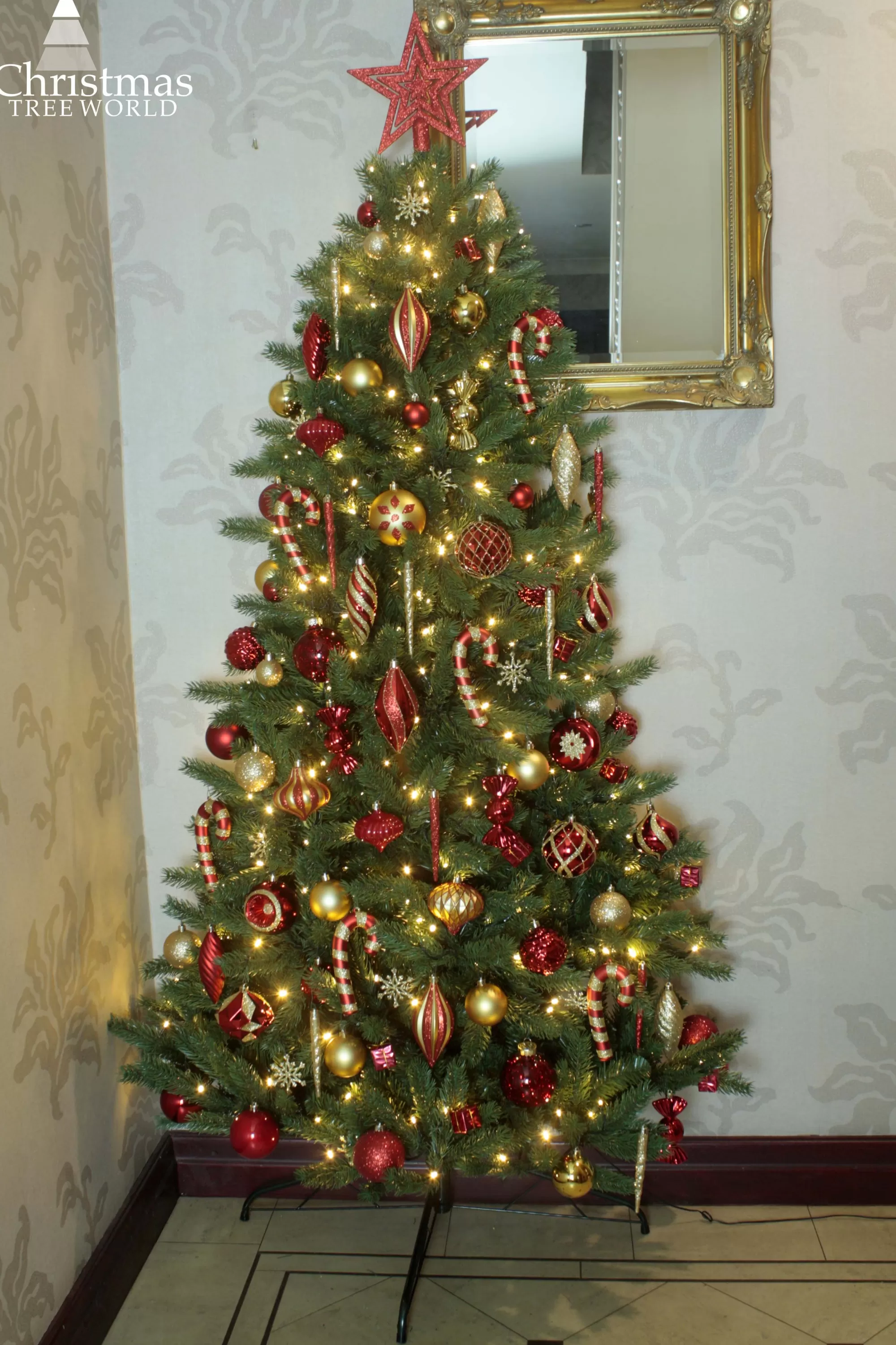 Store Christmas Tree World The 5Ft Pre-Lit Ultra Devonshire Half Tree Warm White Lights