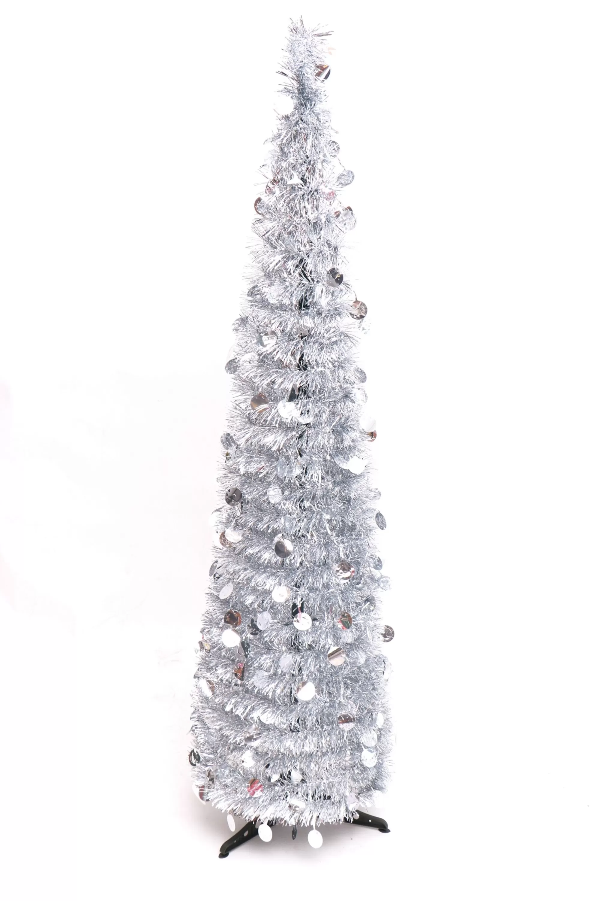 Discount Christmas Tree World The Slim Silver Tinsel Pop Up Christmas Tree