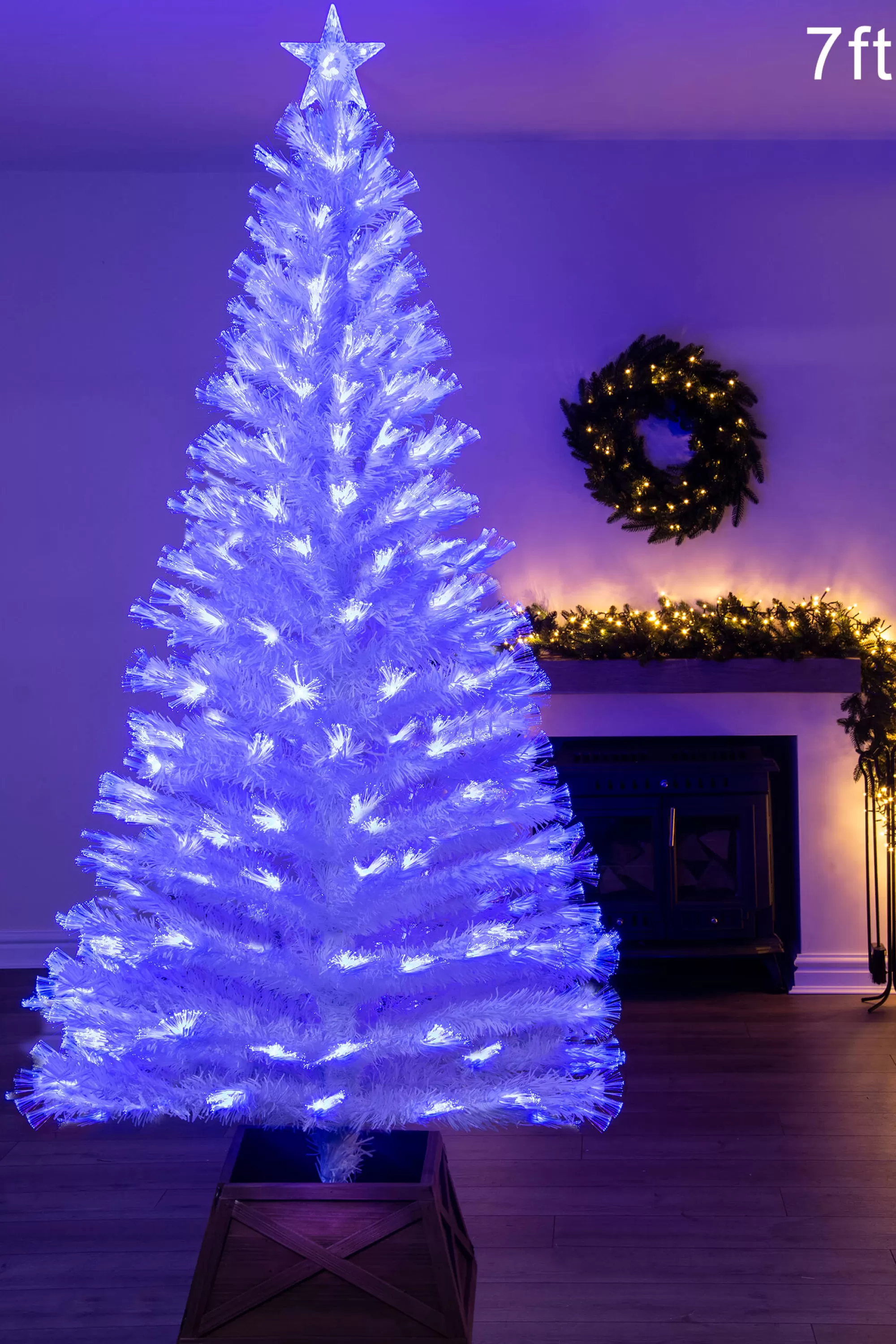 Store Christmas Tree World The White Blue Ripple Effect Fibre Optic Tree (4Ft To 7Ft)