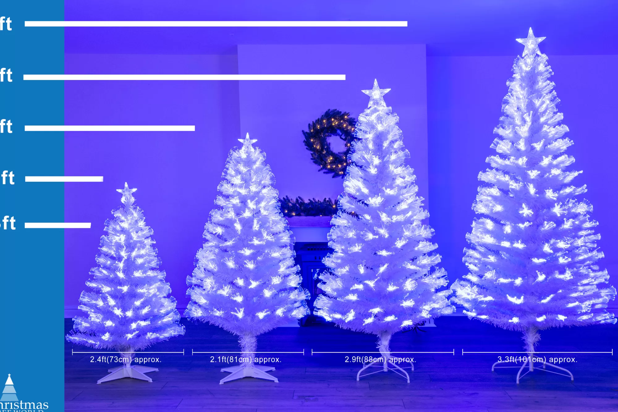 Store Christmas Tree World The White Blue Ripple Effect Fibre Optic Tree (4Ft To 7Ft)