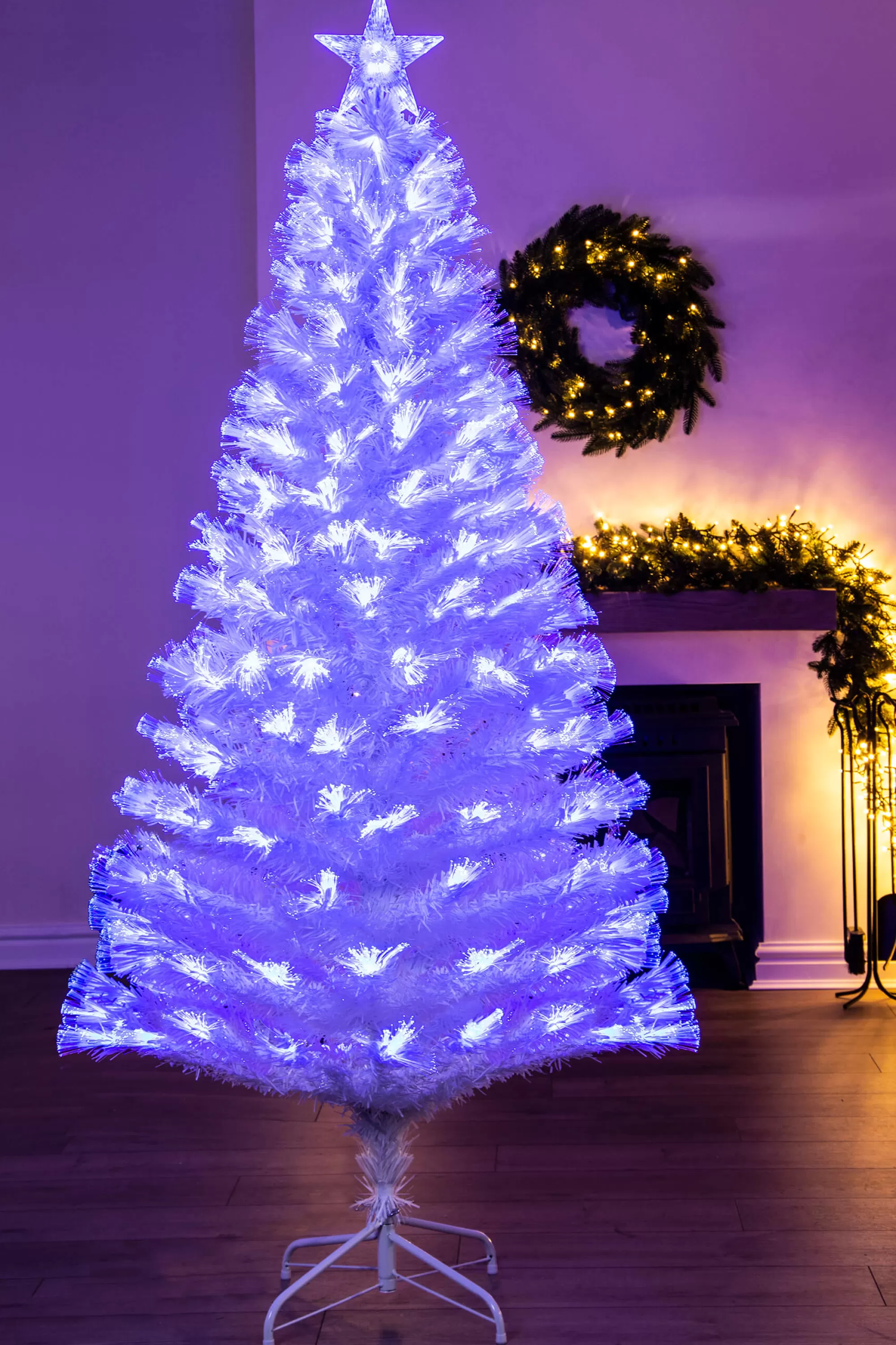 Store Christmas Tree World The White Blue Ripple Effect Fibre Optic Tree (4Ft To 7Ft)