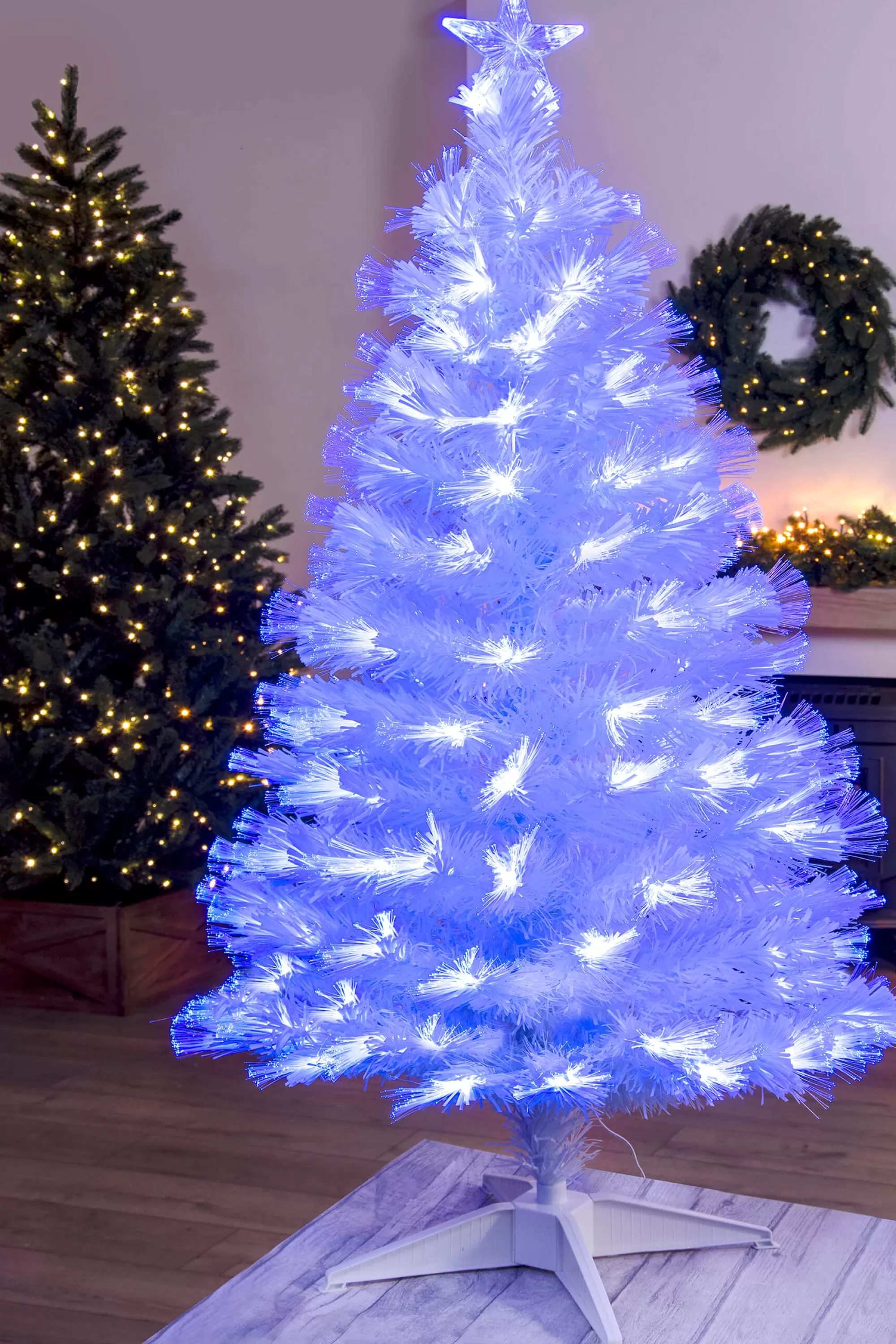 Store Christmas Tree World The White Blue Ripple Effect Fibre Optic Tree (4Ft To 7Ft)