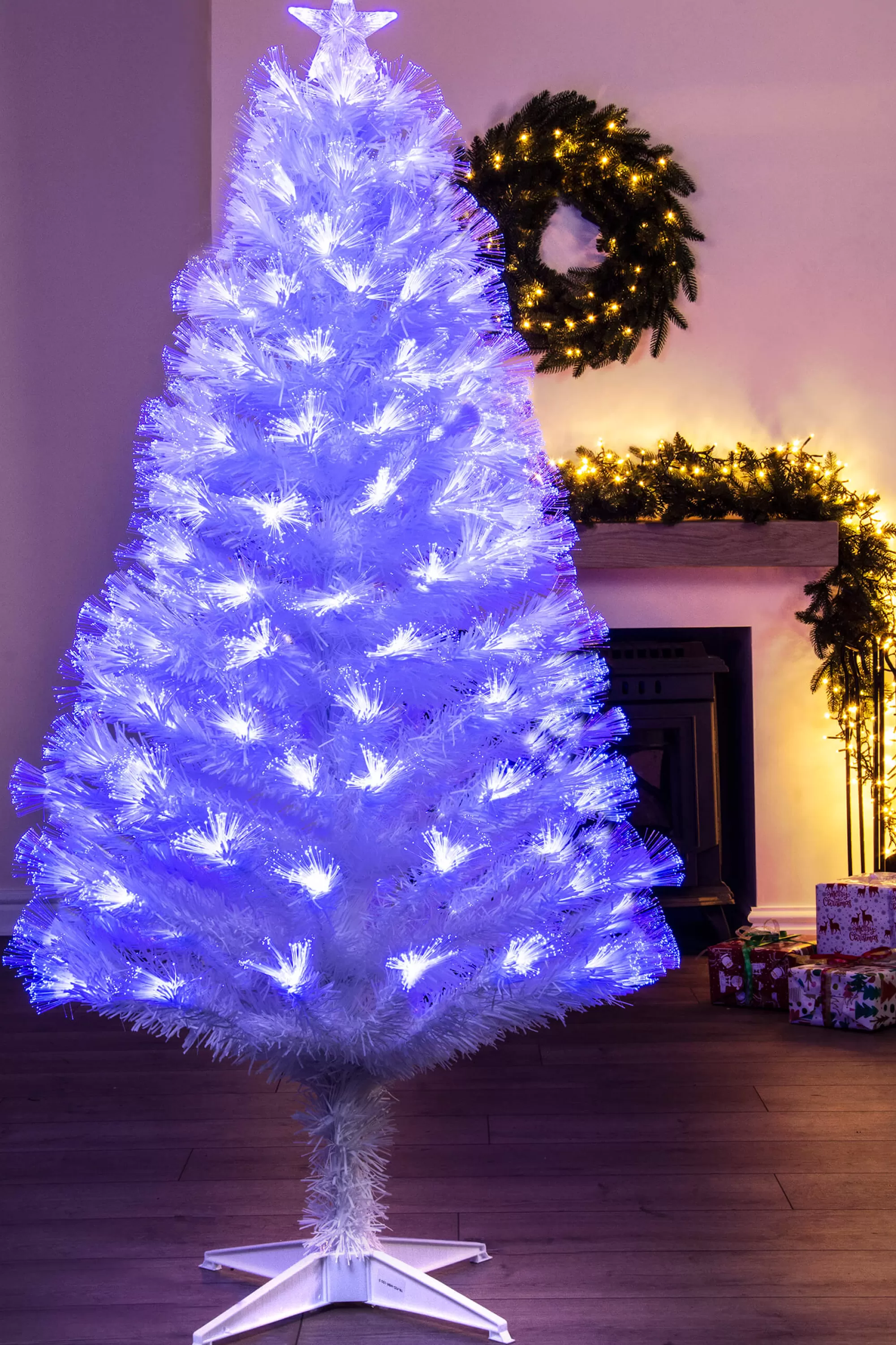 Store Christmas Tree World The White Blue Ripple Effect Fibre Optic Tree (4Ft To 7Ft)