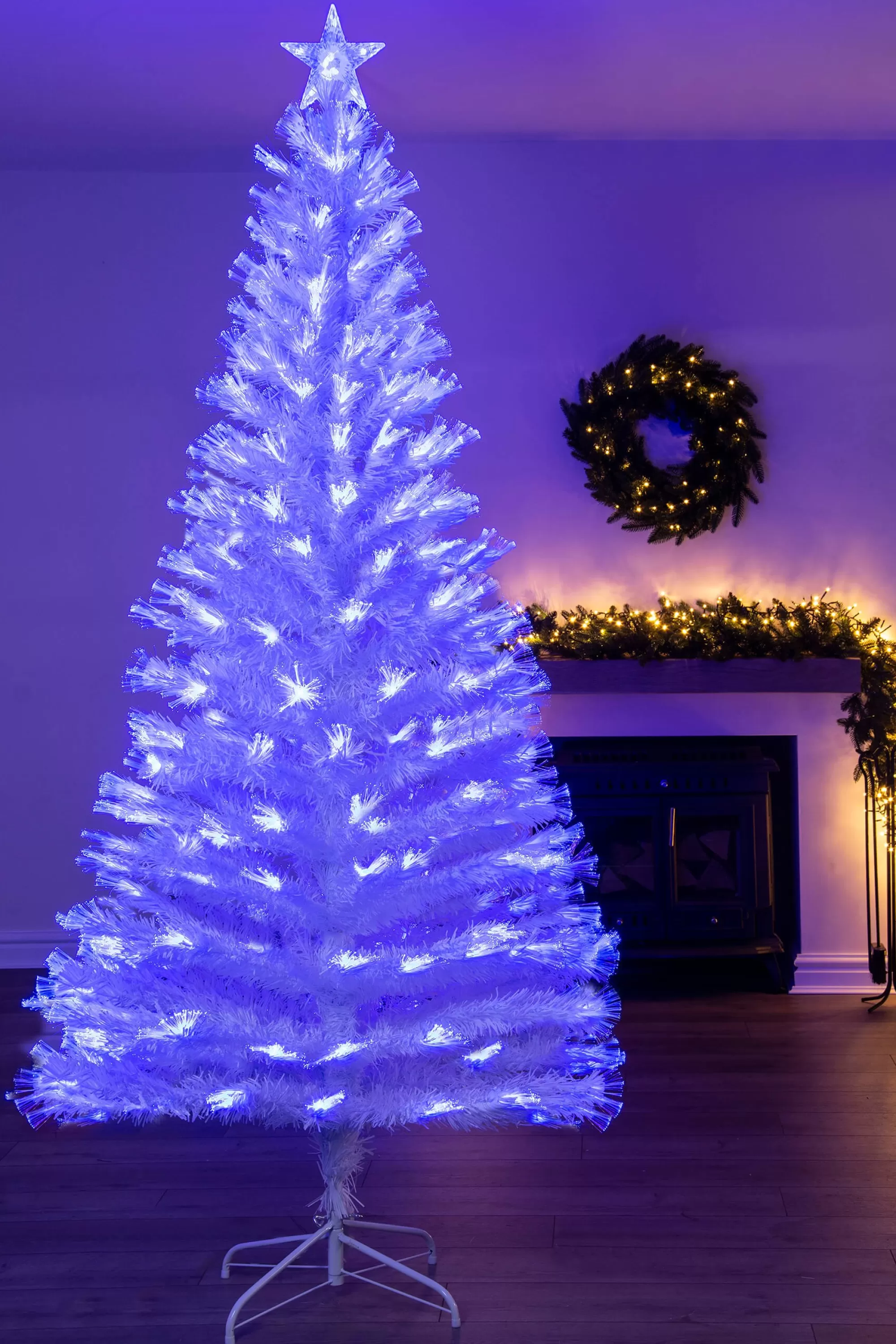 Store Christmas Tree World The White Blue Ripple Effect Fibre Optic Tree (4Ft To 7Ft)